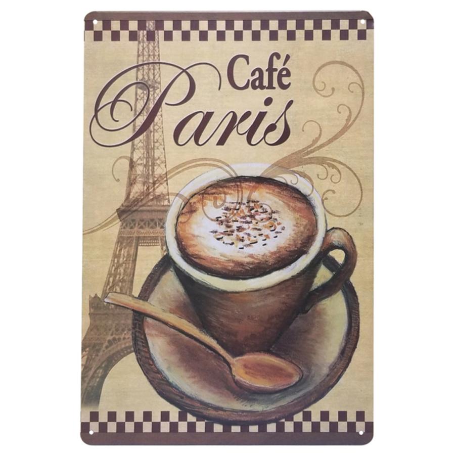 ブリキ看板 アンティーク カフェ風 パリch インテリア ポスター