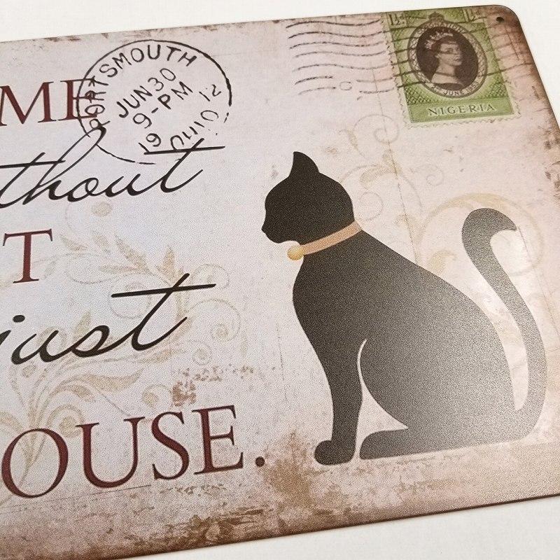 黒猫グッズ インテリア 壁飾り ブリキ看板 Cat ポスター イラスト 黒猫雑貨 ネコ ねこ雑貨 黒猫柄 かわいい アンティーク モノトーン Cathouse アートパネル 太陽雑貨ren 通販 Yahoo ショッピング