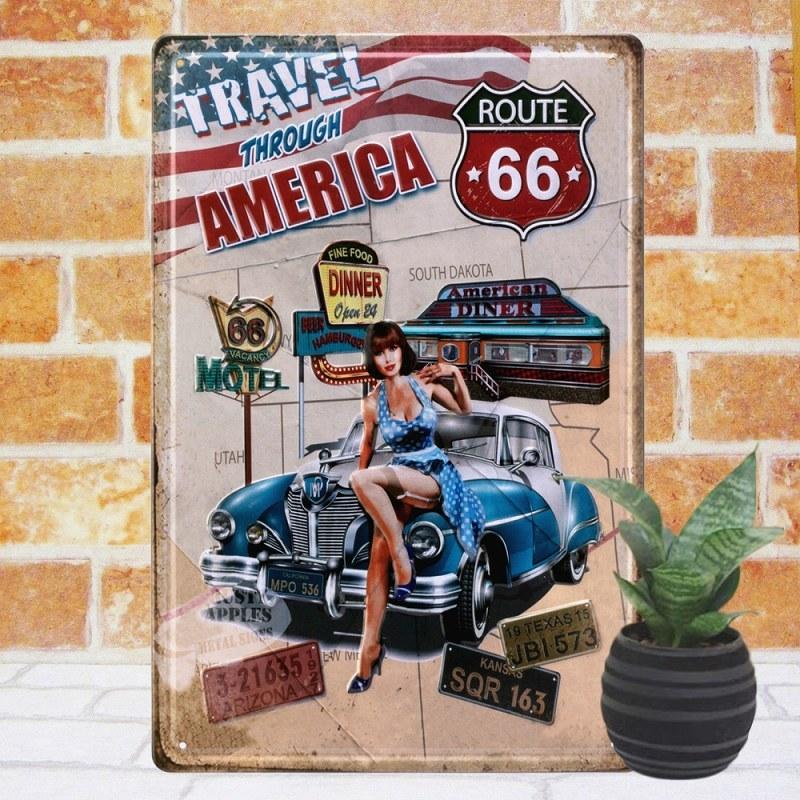 ブリキ看板e ルート66 アメ車 アメリカンダイナー Ta ポスター 絵 壁掛け 金属アートパネル イラスト 絵画 オーナメント アメリカン雑貨 プレート モダン E 66 Ta アートパネル 太陽雑貨ren 通販 Yahoo ショッピング