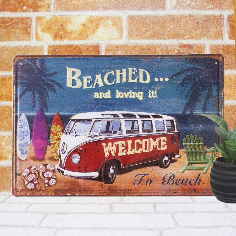 ワーゲンバス インテリア ブリキ看板 赤 bp ポスター 絵 アートパネル