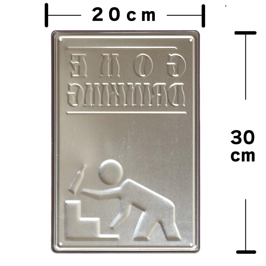 アメリカン雑貨 インテリア 看板 飲み過ぎ注意 酔っ払い ブリキ看板