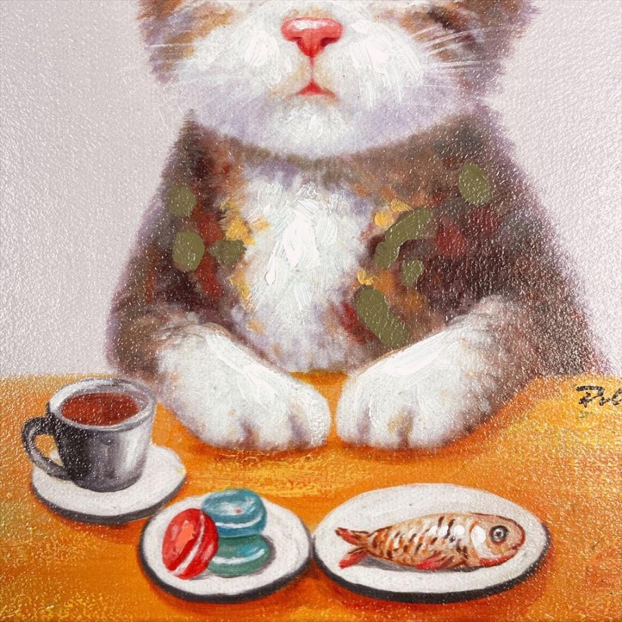 入手済 猫 アートパネル tt 絵画 ネコ ポスター 動物 カフェ風インテリア オイルペイント 紅茶 朝食 おしゃれ かわいい 額付き ケーキ スイーツ 焼き魚｜taiyozakka｜14