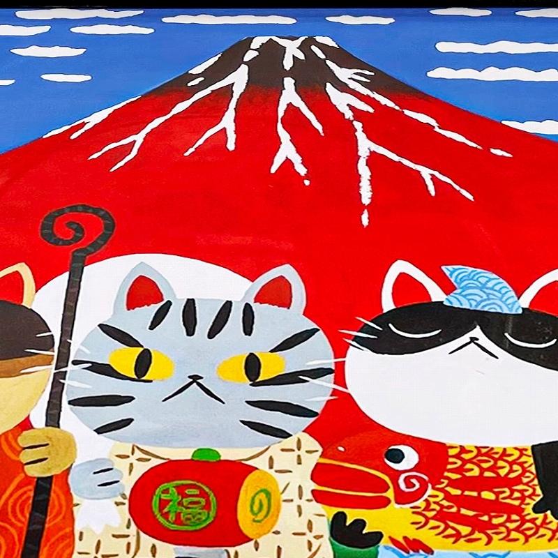 猫 絵 アートパネル 99 富士山 七福神 糸井忠晴 ポスター 絵 壁飾り 和モダン お正月飾り 富士のごとく 絵画 インテリア 赤富士 七福神 大型 特大 横長｜taiyozakka｜11