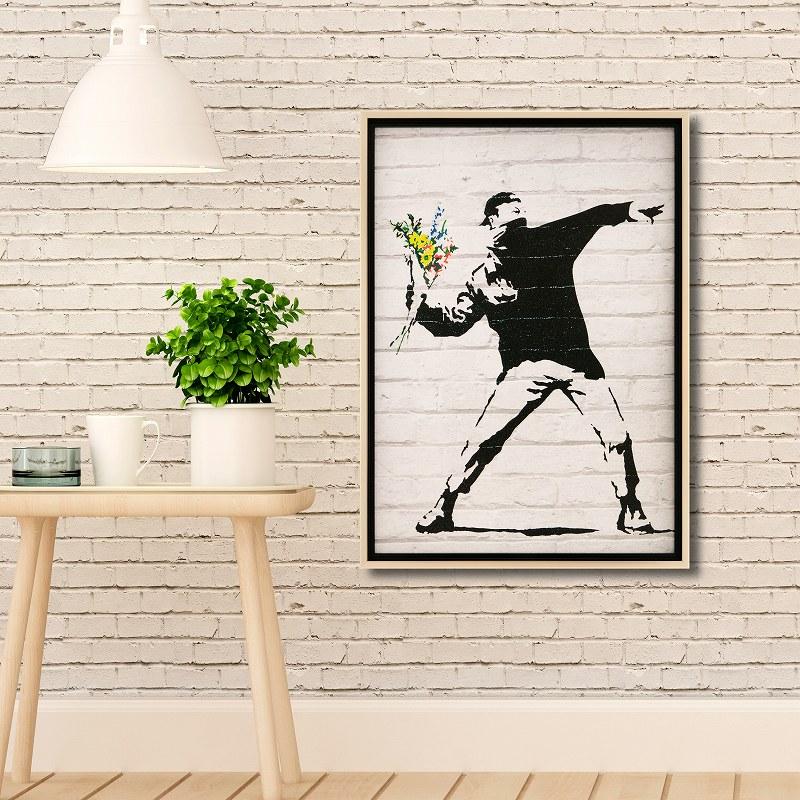 正規ライセンス」 バンクシー ポスター 作品 絵 絵画 花束を投げる男性