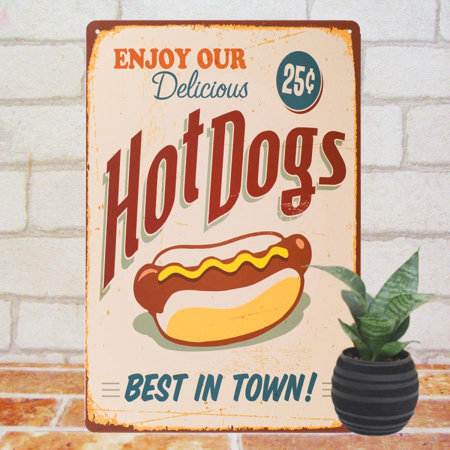 ホットドッグ25 ポスターインテリア ブリキ看板 ハンバーガー アメリカン雑貨 レトロ風 Hotdog25c アートパネル 太陽雑貨ren 通販 Yahoo ショッピング