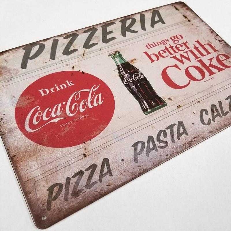 ブリキ看板 コカコーラ ピザ ポスター 絵 インテリア雑貨 壁掛け