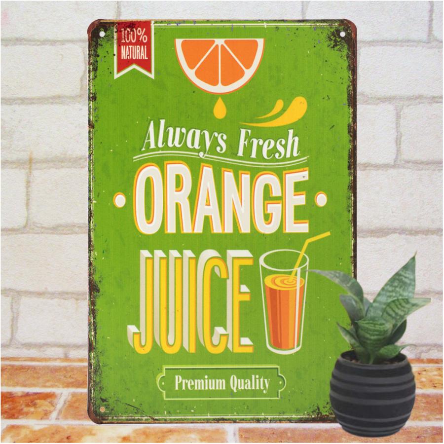 オレンジジュース ポスター ブリキ看板k みかん果汁100 ジュース カフェ風インテリア 雑貨 純喫茶店 Bar バー 絵画 イラスト 壁掛け アメリカン雑貨 K Ore アートパネル 太陽雑貨ren 通販 Yahoo ショッピング