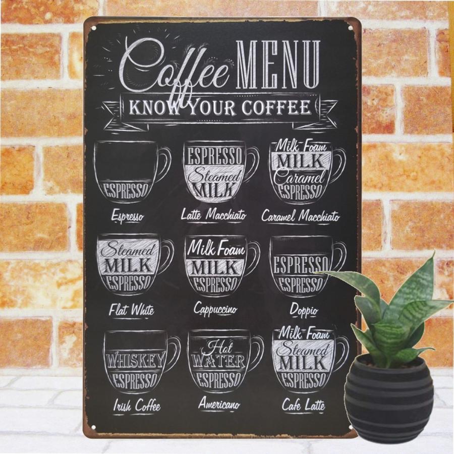 ブリキ看板 コーヒー メニュ カフェ風 ポスター 絵 壁掛け 金属アートパネル Coffee Cafe 珈琲 純喫茶店 サインボード サインプレート 黒板風 白黒 Kafeme アートパネル 太陽雑貨ren 通販 Yahoo ショッピング