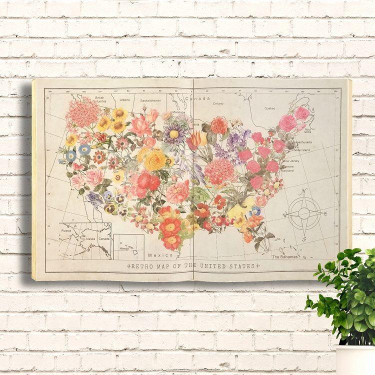 木製看板オブジェb65 アメリカ地図 お花 アートパネル かわいい雑貨 イラスト インテリアブック ダミーブック 本型 洋書 壁飾り 北欧 大きい 大型 M65b Usa アートパネル 太陽雑貨ren 通販 Yahoo ショッピング