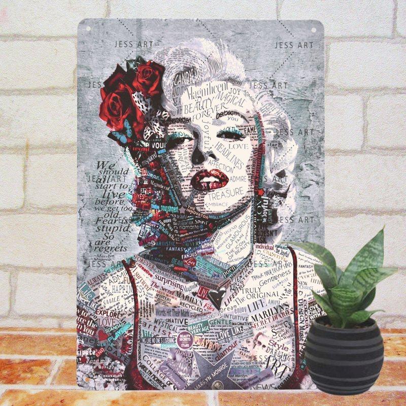 高品質高品質ブリキ看板 マリリンモンロー モザイクアート ポスター