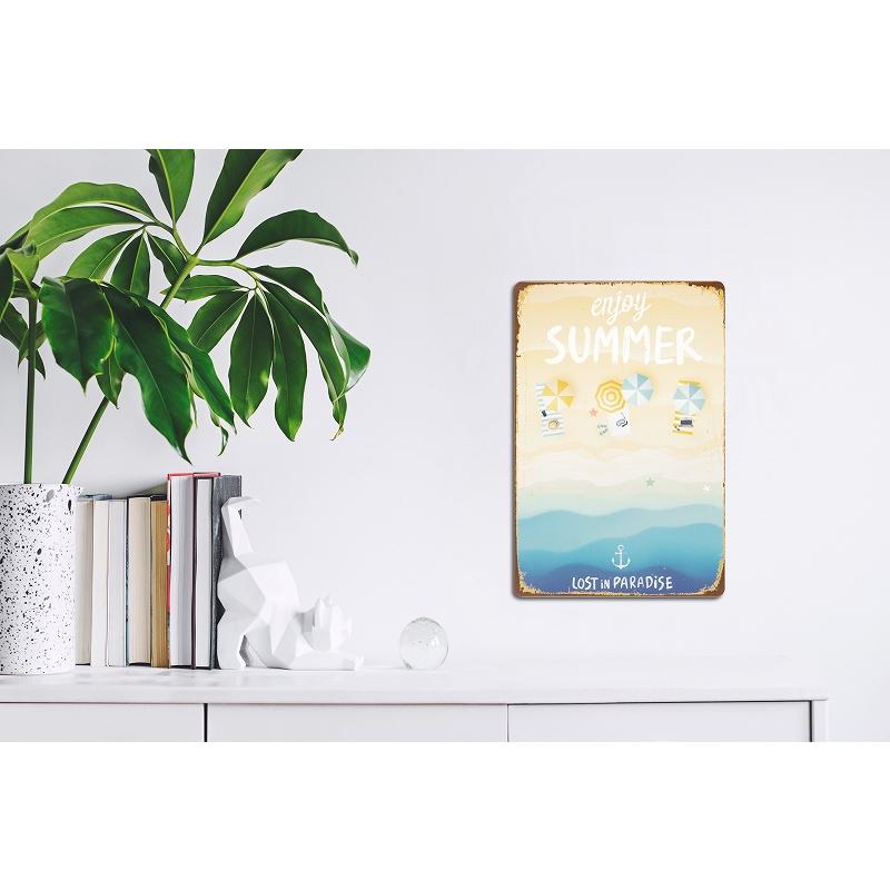 ブリキ看板 s 海 ビーチ en ポスター 絵 壁掛け アートパネル