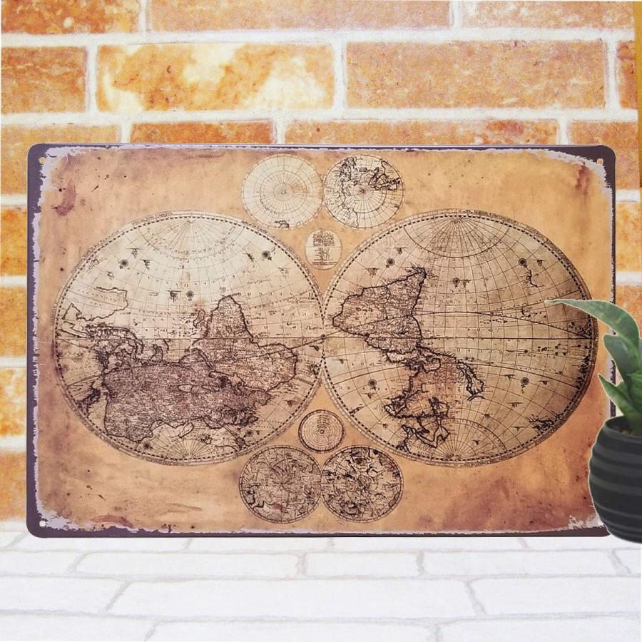 世界地図2 古地図 アンティーク調 ビンテージ風 プレート 航海図 Sekai2 アートパネル 太陽雑貨ren 通販 Yahoo ショッピング