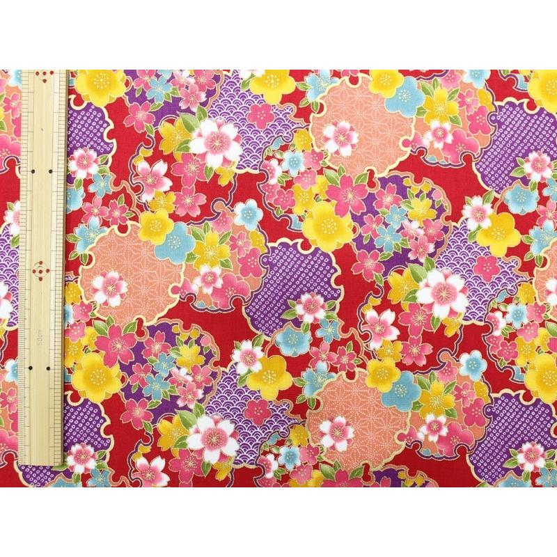 金彩雪輪花と雪輪古典文様 全４色 １０ｃｍ単位 切り売り 布地 生地 和柄 和柄生地 8502 2 布の但馬屋ヤフー店 通販 Yahoo ショッピング