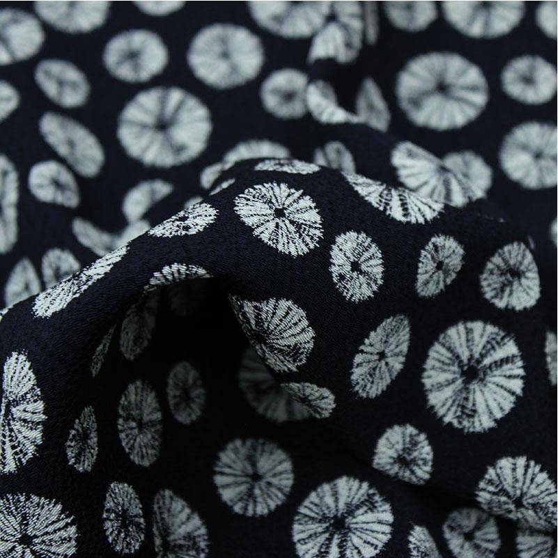 和柄 ポリエステルちりめんプリント 江戸小紋文様 濃紺 110cm幅 10cm