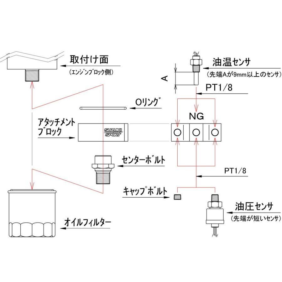 メーター【オイルセンサアタッチメント】M16A,M15A,M13A,K6A,F6B(スイフトスポーツ/スイフト/セルボモード/ワゴンR他)用 小型宅配便 | スズキ | 01