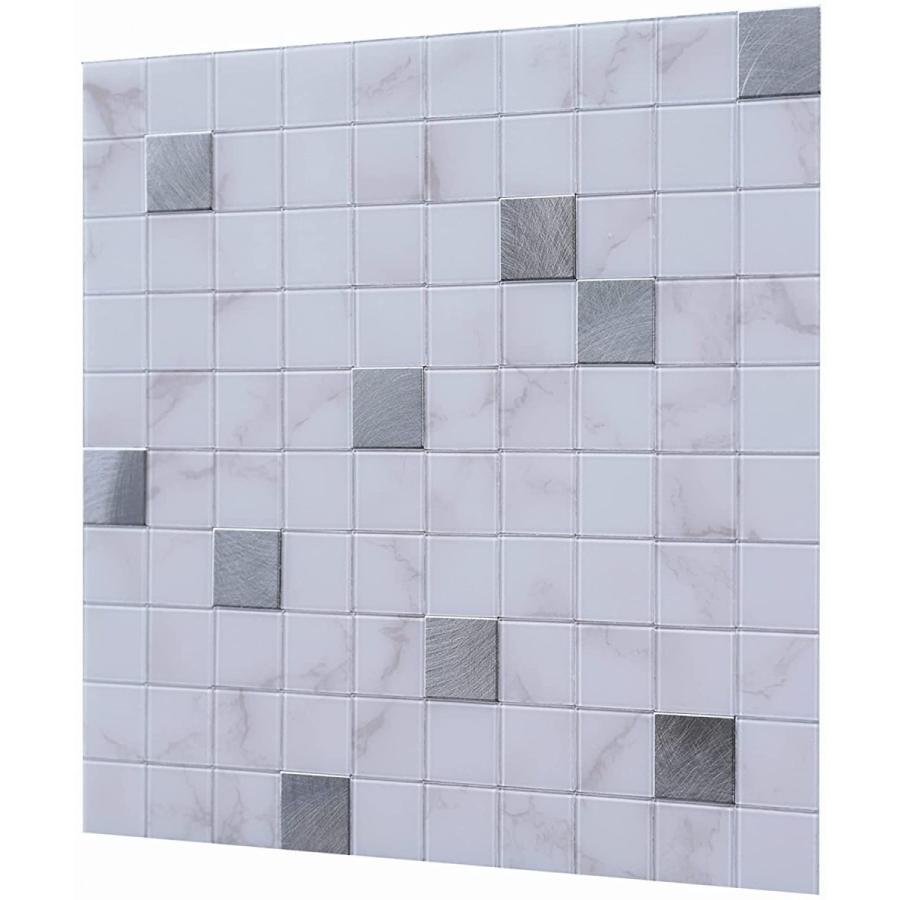 Trirock Diy防水耐熱無味タイルシール 3d立体壁紙シール 四角形モザイクタイルシールレンガ壁紙 Diy防水耐熱無味タイルシール 浴室タイル 四角形モザイクタイルシールレンガ壁紙 アイリー但馬屋 台所トイレ洗面所玄関フロアタイル 簡単貼付