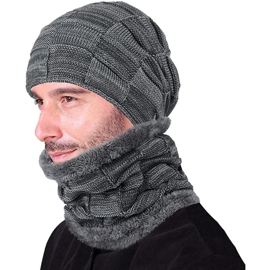 ネックウォーマー ニット帽子 メンズニット帽子 冬 防寒帽子 保温 裏起毛 キャップ セット 運動 遠足 旅行 通勤用 柔らかい 伸縮性 ストレッチ性 感謝価格