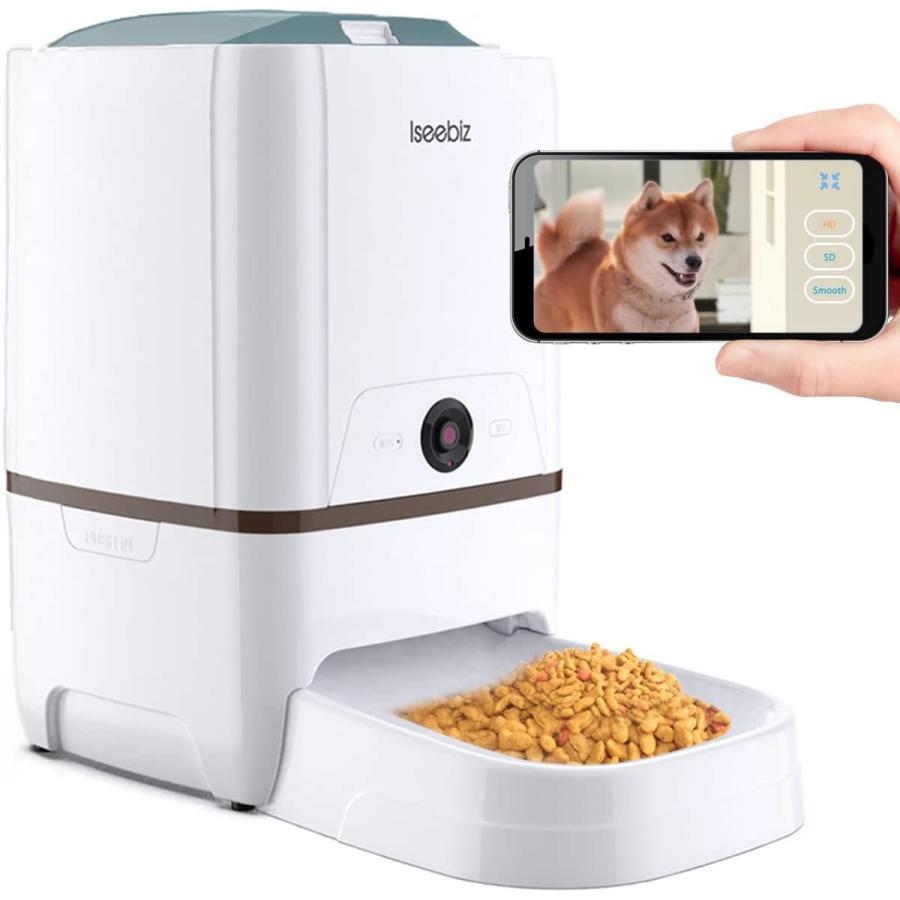 Isee Biz Biz 自動給餌器 猫 犬用 Iseebiz スマホで遠隔操作 5l大容量 5l大容量 1日6食まで 餌やり 水やり用品 アプリ対 カメラ付きペット自動餌やり機 タイマー式 アイリー但馬屋