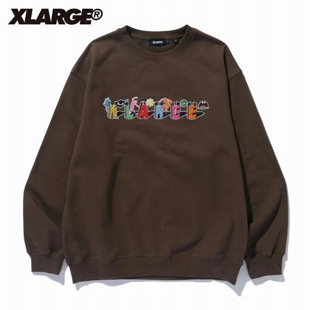メンズ トレーナー エクストララージ スウェットトップス XLARGE ODD MOTIFS CREWNECK SWEATSHIRT ブラウン | XLARGE