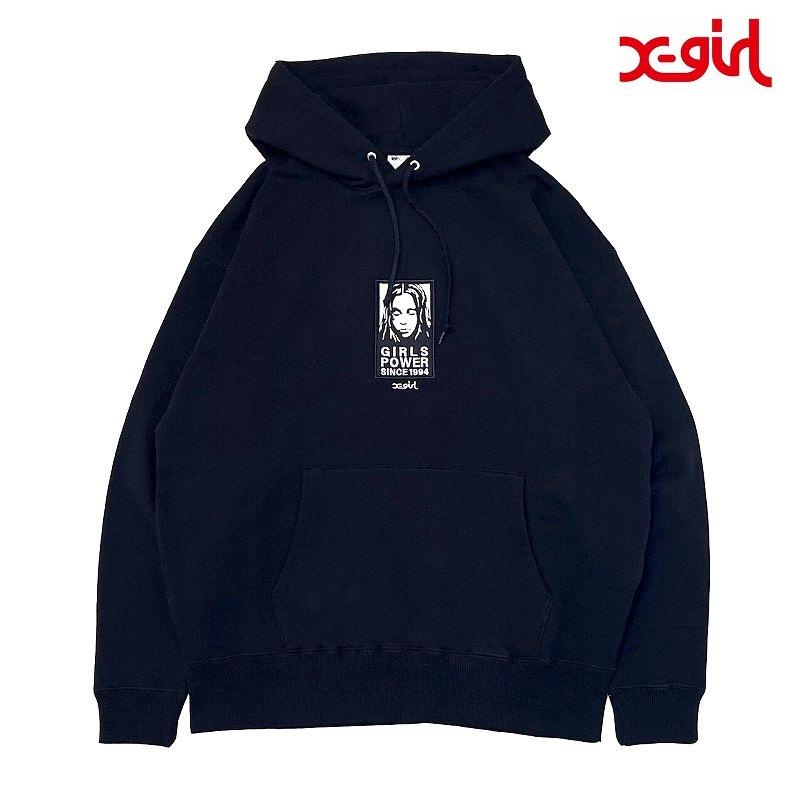 セール商品 20%OFF 送料無料 トップス X-girl エックスガール FACE PATCH SWEAT HOODIE / ブラック X-girl エックスガール レディース FACE PATCH SWEAT HOODIE