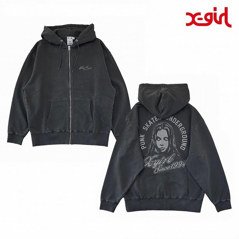 X-girl エックスガール パーカー FACE & CURSIVE LOGO ZIP UP X-girl エックスガール パーカー FACE & CURSIVE LOGO ZIP UP