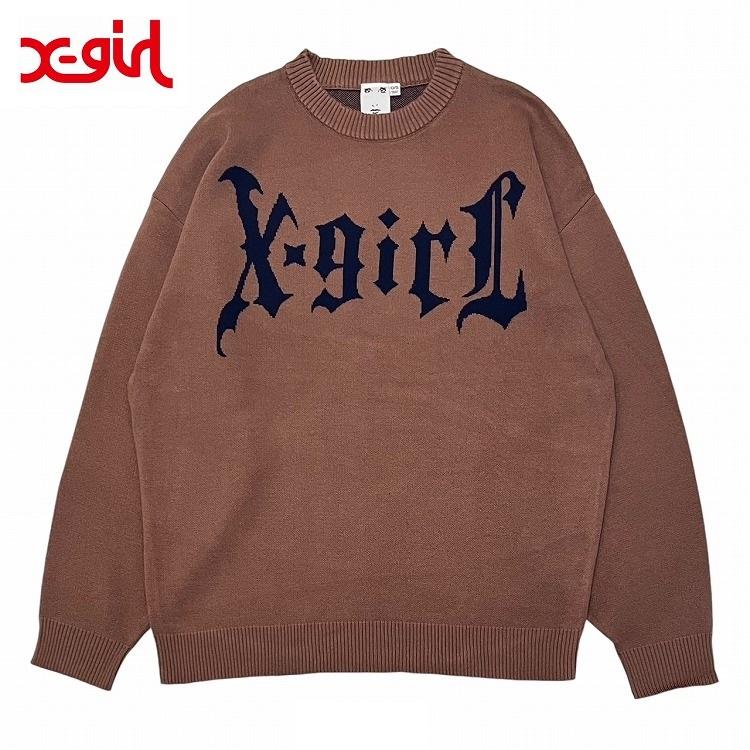 X-girl エックスガール ニット GOTHIC LOGO JACQUARD KNIT TOP X-girl エックスガール ニット GOTHIC LOGO JACQUARD KNIT TOP