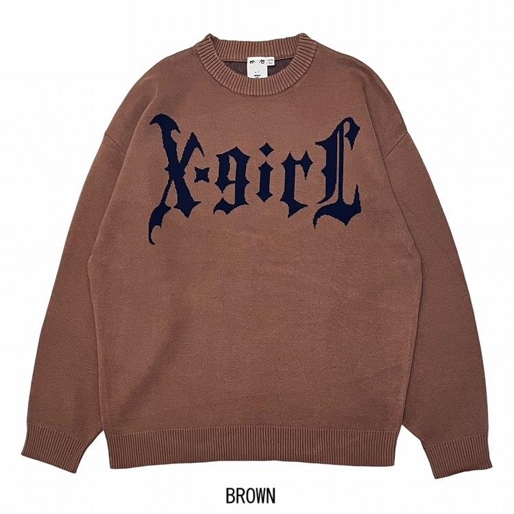 X-girl エックスガール ニット GOTHIC LOGO JACQUARD KNIT TOP X-girl エックスガール ニット GOTHIC LOGO JACQUARD KNIT TOP