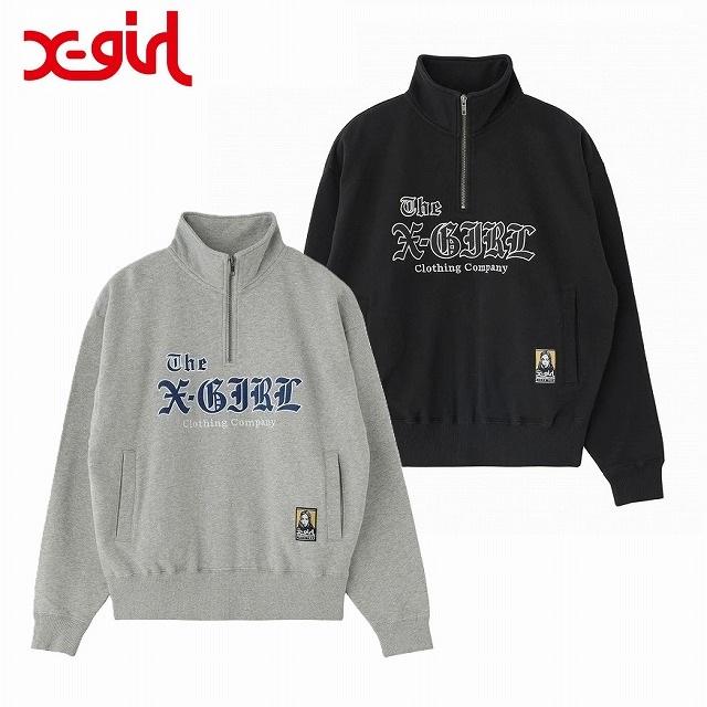 X-girl エックスガール スウェットトップス PATCHED LOGO HALF