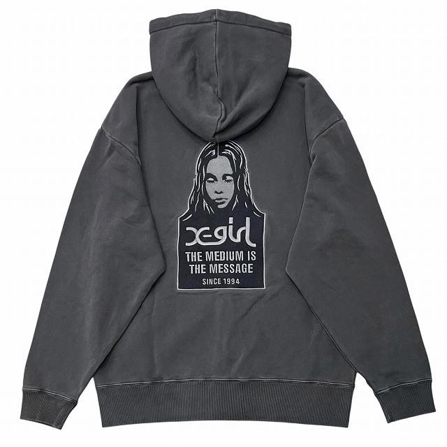 X-girl パーカー レディース エックスガール フルジップ MESSAGE