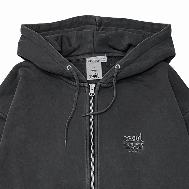 エックスガール/M/ジップアップパーカー/ブラック＆グレー エックスガール/M/ジップアップパーカー/ブラック＆グレー