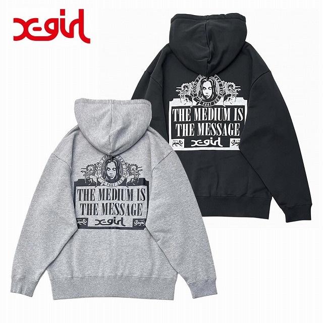 X-girl エックスガール ジップパーカー VINTAGE LABEL FACE LOGO X-girl エックスガール ジップパーカー VINTAGE LABEL FACE LOGO