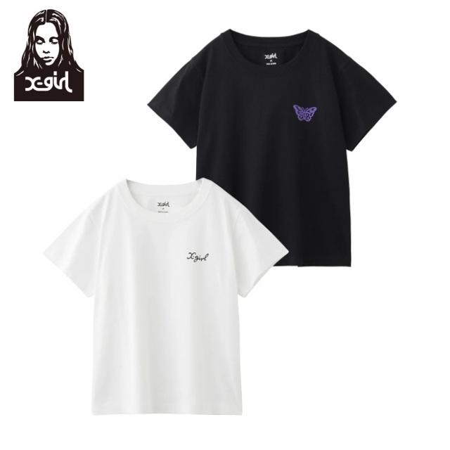 レディース 半袖Tシャツ 2枚セット ホワイト ブラック X-girl（エックスガール） Tシャツ レディース 2枚セット X-girl LOGO