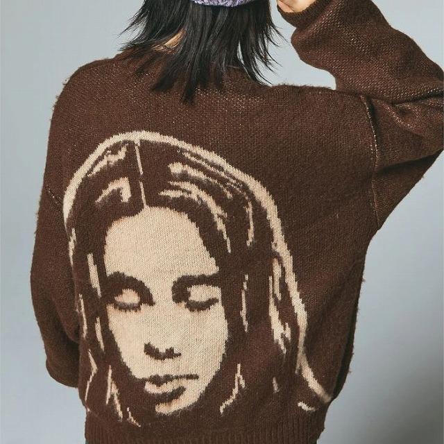 X-girl カーディガン FACE JACQUARD KNIT CARDIGAN エックス
