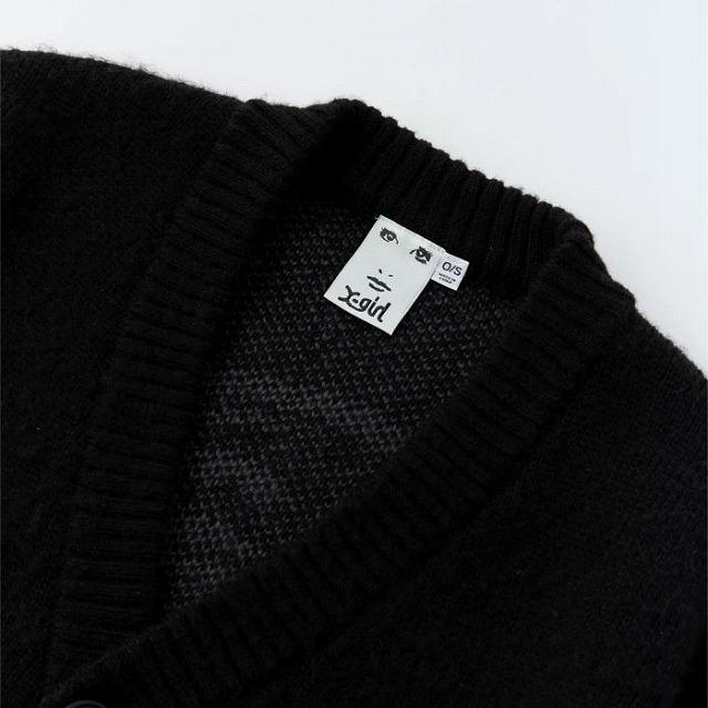 X-girl カーディガン FACE JACQUARD KNIT CARDIGAN エックスガール