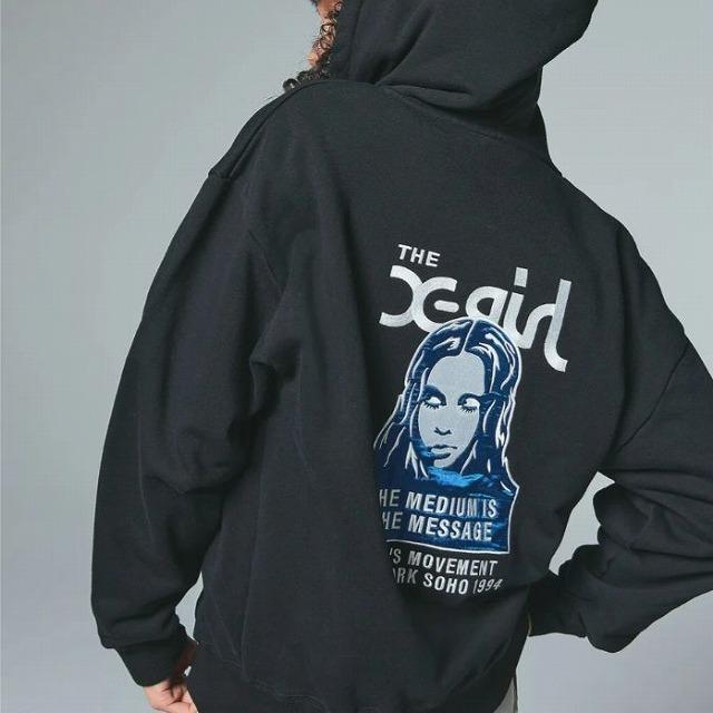X-girl フェイスロゴ　ジップパーカー　パーカー　新品未使用品 X-girl（エックスガール） パーカー FACE PATCH AND LOGO ZIP UP SWEAT
