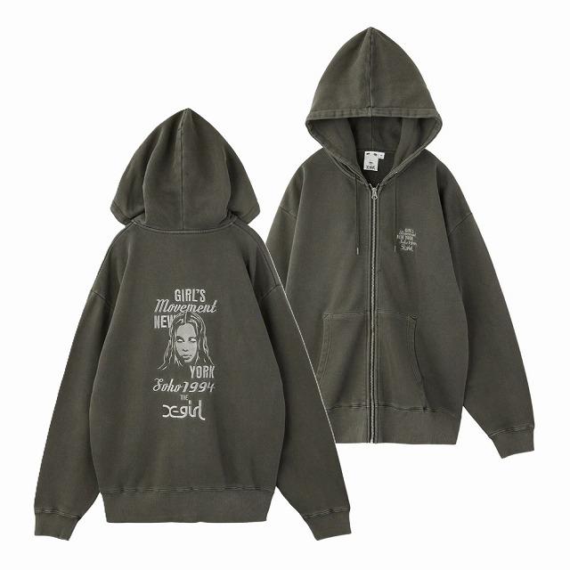 X-girl（エックスガール） パーカー MIX LOGO ＆ FACE FADED ZIP UP