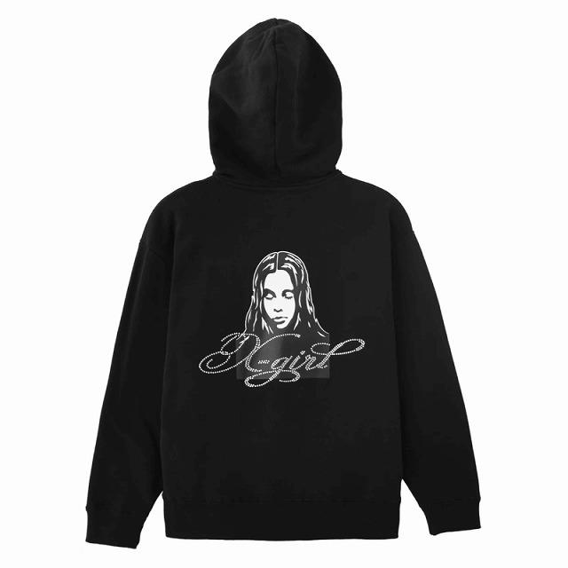 X-girl（エックスガール） ジップパーカー X-girl RHINESTONE LOGO AND