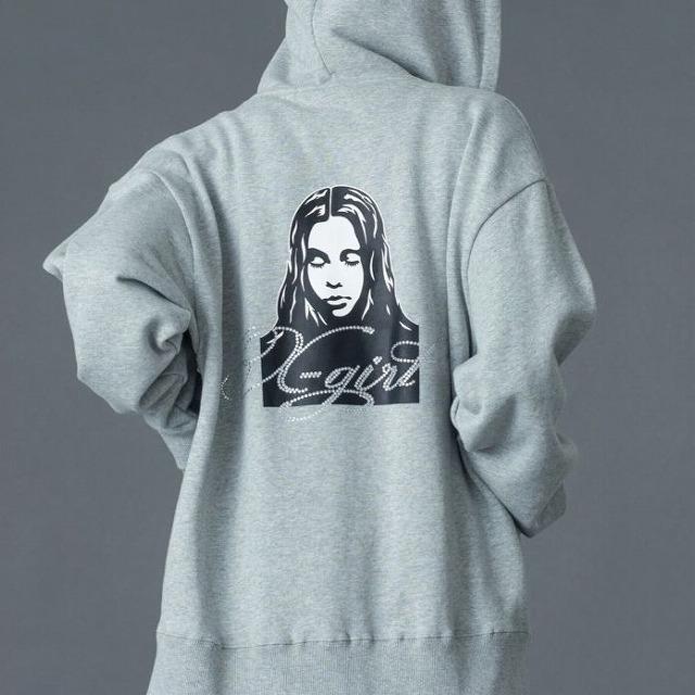 X-girl（エックスガール） ジップパーカー X-girl RHINESTONE LOGO AND