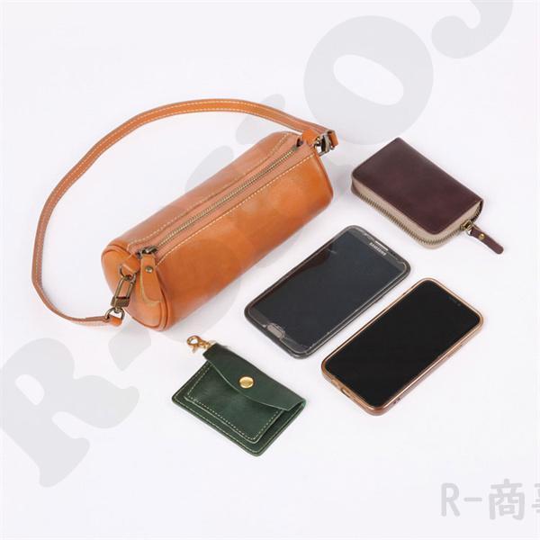 ドラムバッグ ミニ レディース 無地 本革 ショルダーバッグ