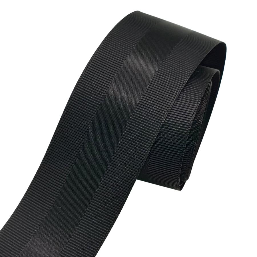 38mm黒色ペタシャムリボン1巻 黒グログランリボン 1ロール 黒リボン 