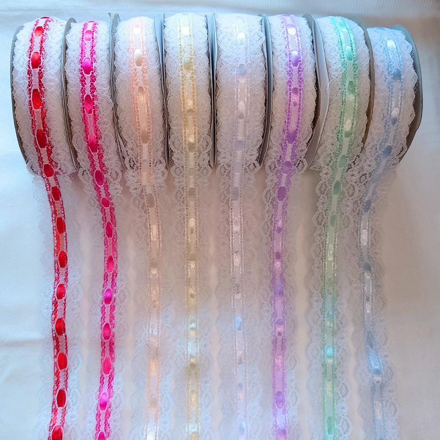 サテンリボンレース レースブレード 白レース 2.5cm幅 25mm幅 2m