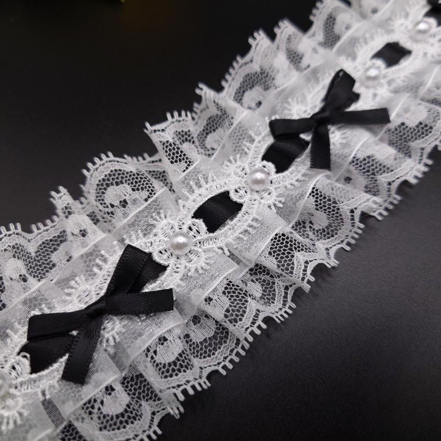 6cm幅 60mm幅 サテンリボン付き パール付 レースブレード ケミカル