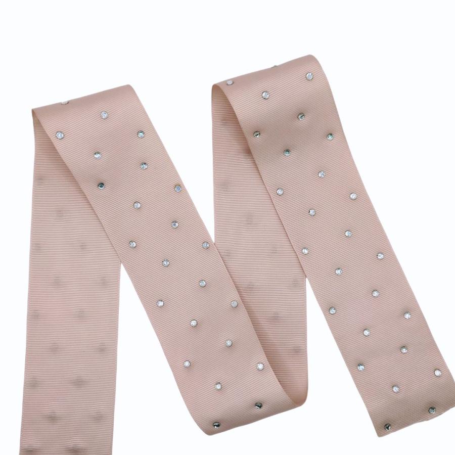 50mm幅 5cm幅 ラインストーン付きグログランリボン ストーンリボン