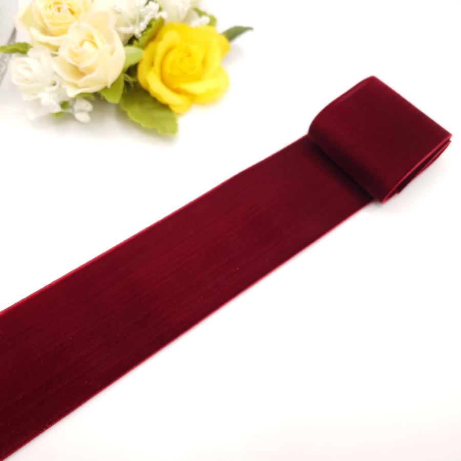 50mm幅 両面ベルベットリボン 黒 ブラック 赤 ワインレッド 両面ベロア
