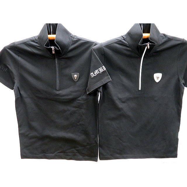 ビーアンビション 半袖ZIPポロシャツ パイソン柄スカル＆ストーン Be