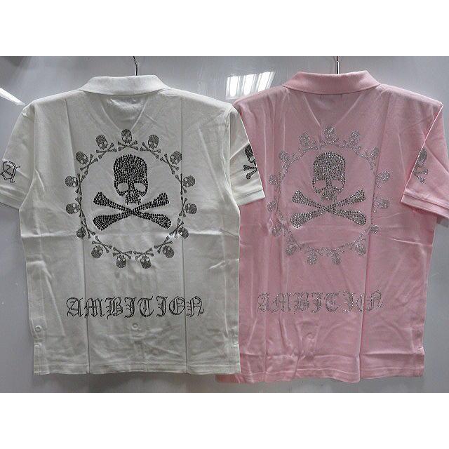 ビーアンビション 半袖ポロシャツ スカルラインストーン Be Ambition