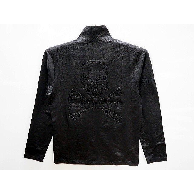 BE AMBITION   スカル＆ロゴ エンボス加工 長袖ジップTシャツ 　ビーアンビション BE AMBITION スカル＆ロゴ エンボス加工 長袖ジップTシャツ ビー