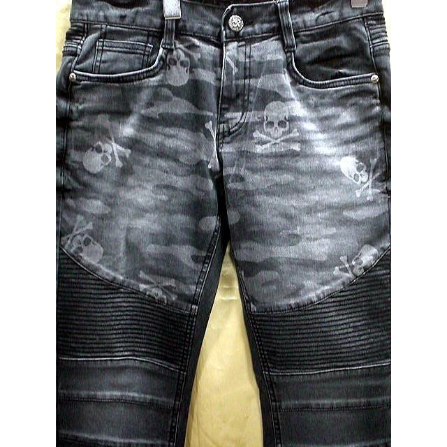 ビーアンビション　ストレッチデニム　バイカーパンツ　迷彩柄切替  BE AMBITION ビーアンビション ストレッチデニム バイカーパンツ 迷彩柄切替 BE