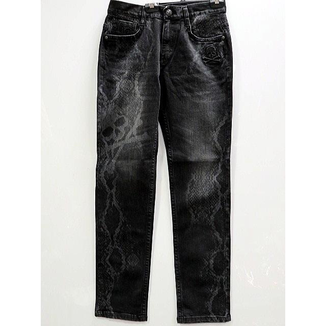 Be Ambition　スカル＆パイソン柄　プリント　ブラックデニムパンツ　 ビーアンビション Be Ambition スカル＆パイソン柄 プリント ブラックデニムパンツ ビー