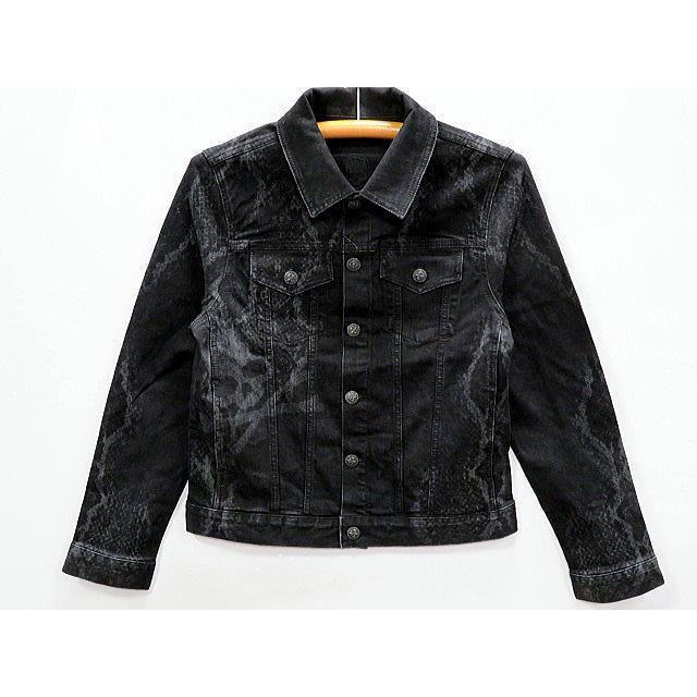 Be Ambition　デニムブルゾン　スカル＆パイソン柄プリント　ビーアンビション Be Ambition デニムブルゾン スカル＆パイソン柄プリント ビー